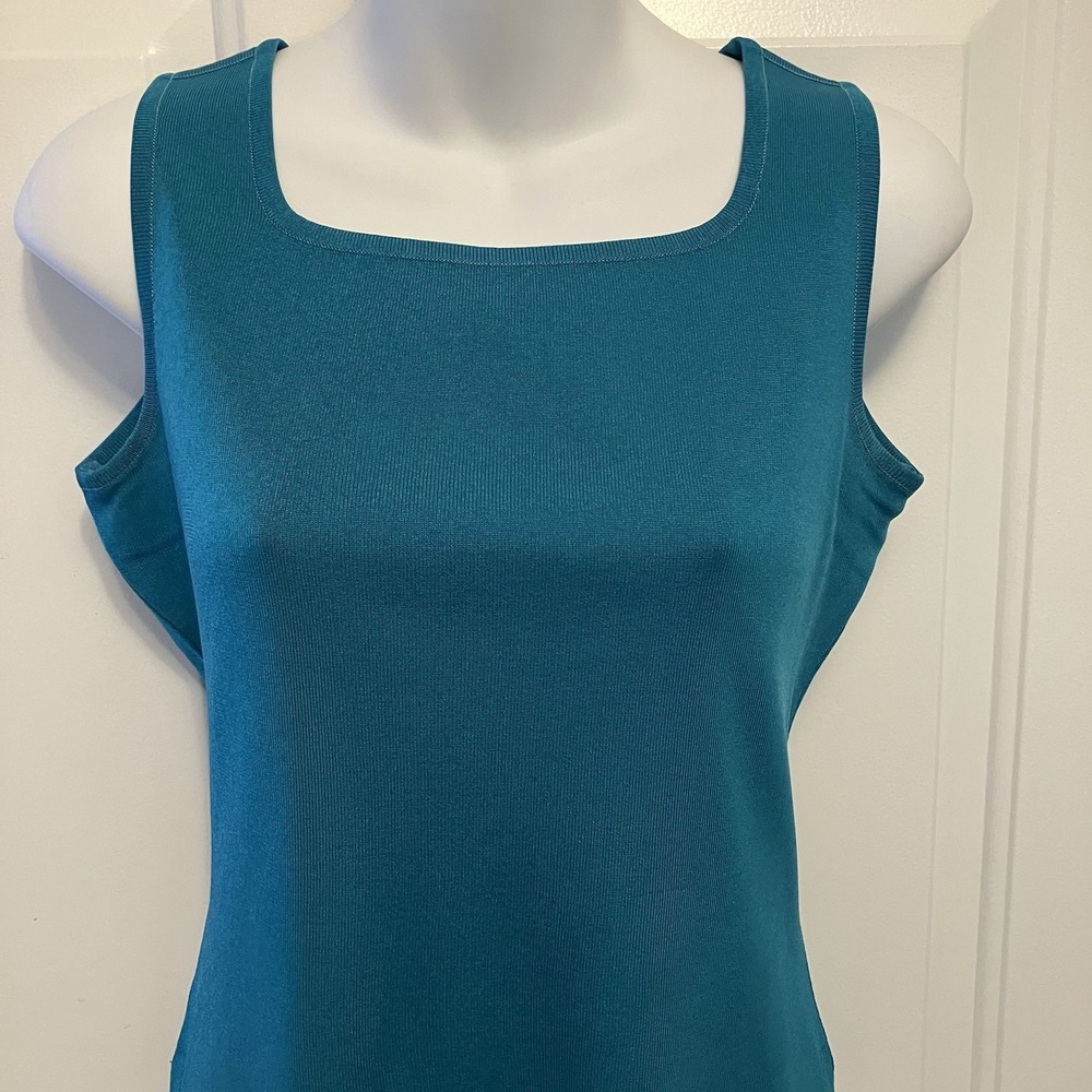 Misook Knit Top Size XXS Turquoise Blue Sleeveless Tank Shell Women's